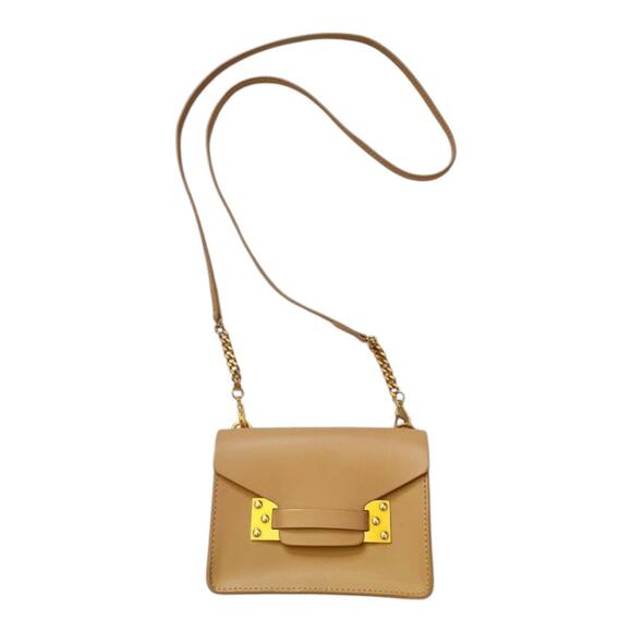 Sophie Hulme Beige/Brown Leather Crossbody Bag - Picture 1 of 9